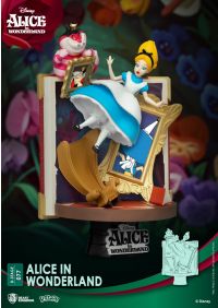 Disney Diorama Alice e Stregatto nel Libro delle Storie - Story Book  Serier16 cm - Standard - DStage - Pidak Shop Srls