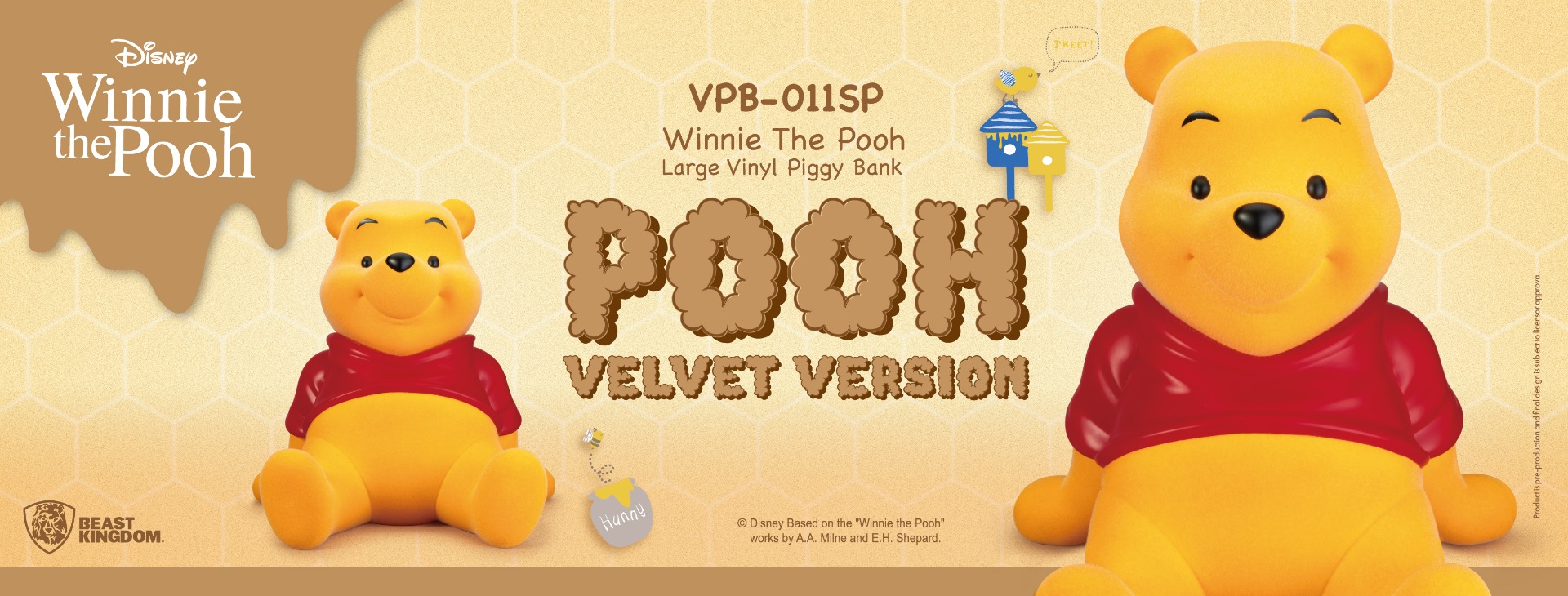 VPB-011SP Winnie The Pooh Large Vinyl Piggy Bank: Pooh-Velvet Version