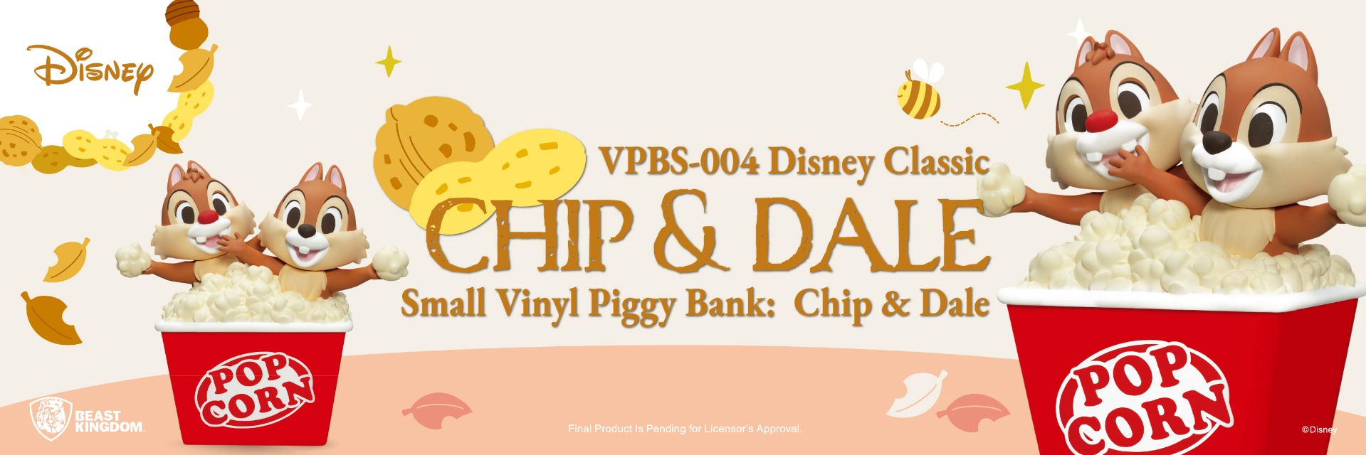 VPBS-004 Disney Classic Small Vinyl Piggy Bank Chip & Dale